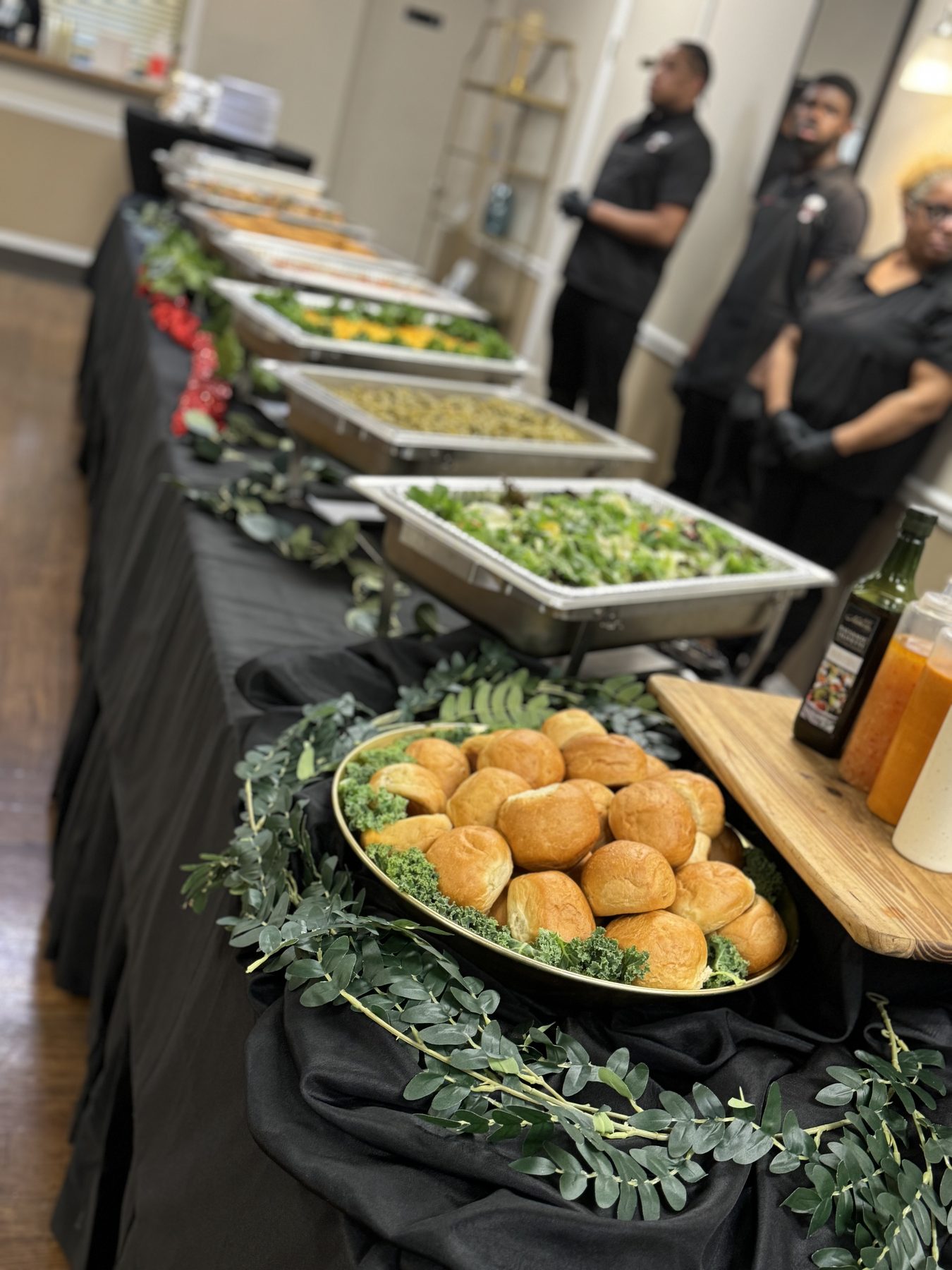 Corporate luncheon buffet line